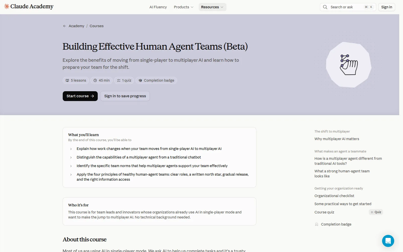 Building Effective Human-Agent Teams, as it looks on screen.