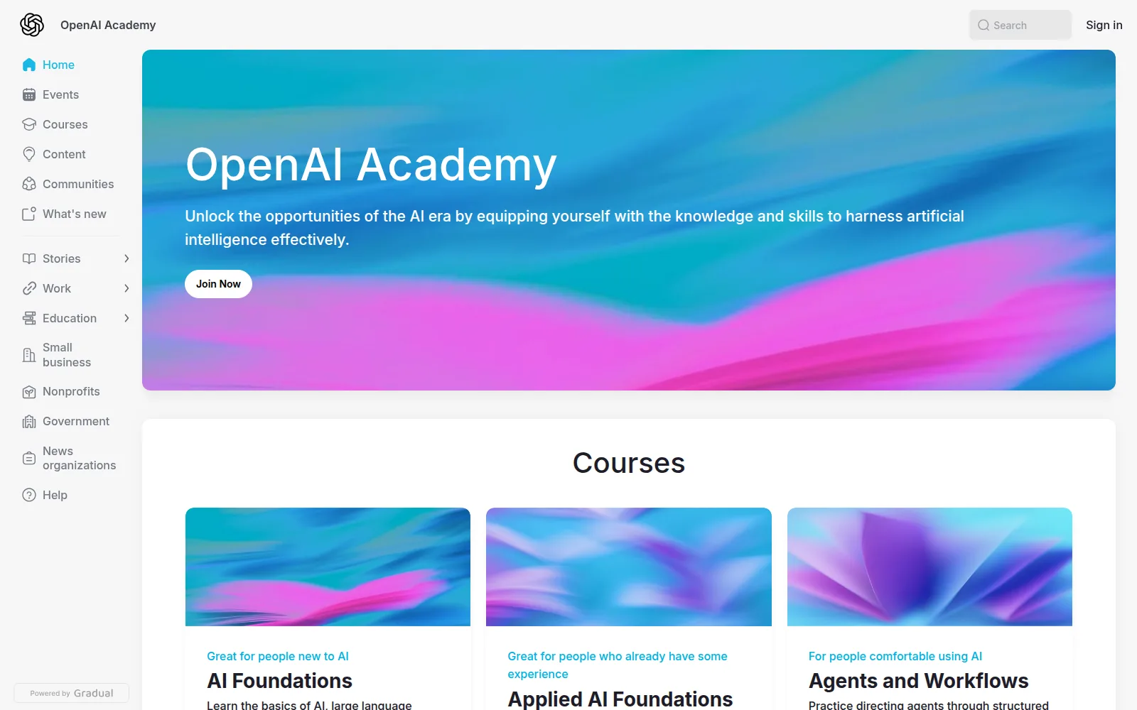 OpenAI Academy, as it looks on screen.